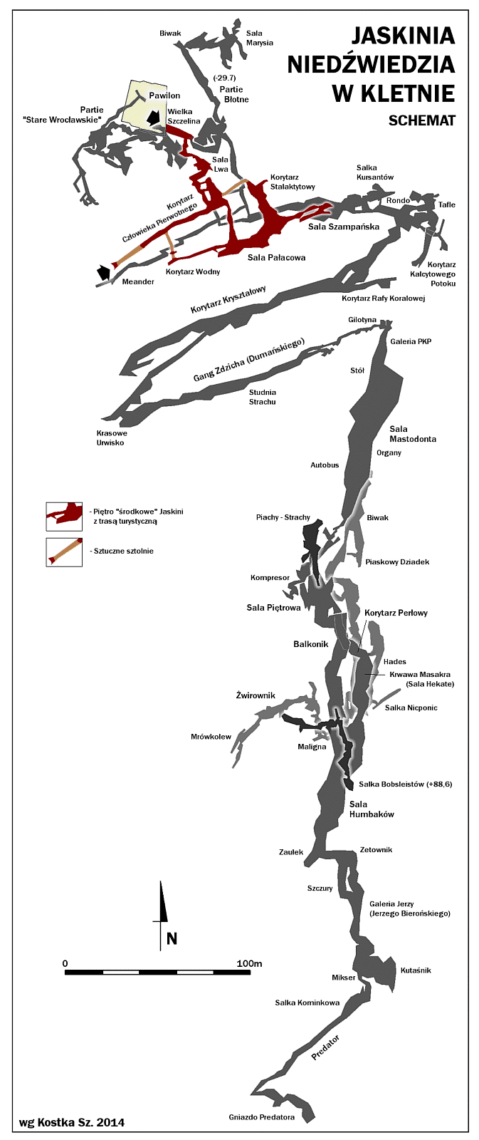 Plan Jaskini Niedwiedziej w Kletnie