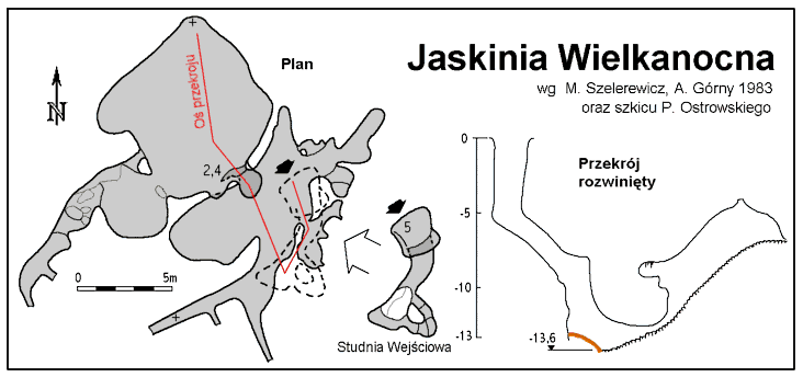 Plan i przekrj Jaskini Wielkanocnej