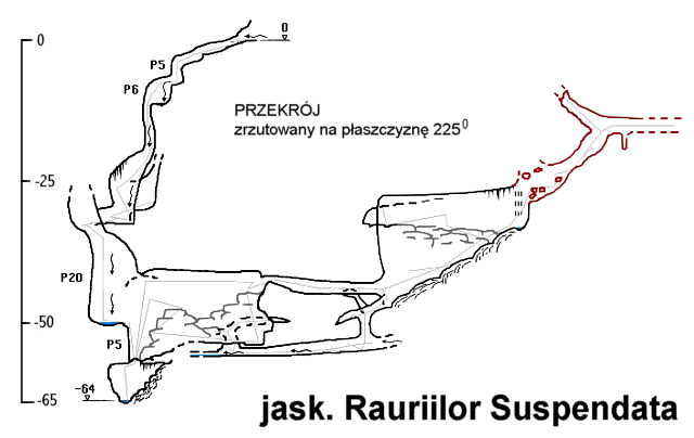 Przekrj jaskini Rauriilor Suspendsata